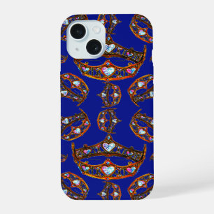 Queen of Hearts Gold Crown Tiara blue violet case
