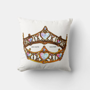 Queen of Hearts Gold Crown Tiara white Cushion