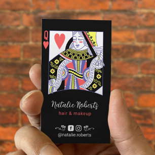 Queen of Hearts Hair Stylist Beauty Salon Black Business Card