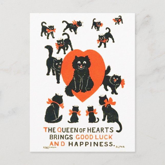 Queen of Hearts, Louis Wain Postcard (Front)