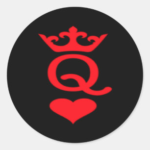 Queen Of Hearts Matching Couple Saint Valentines  Classic Round Sticker