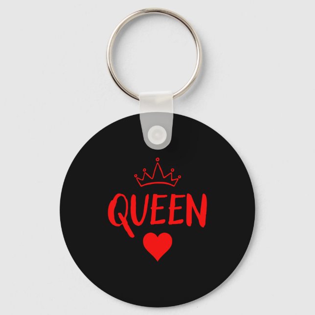 Queen Of Hearts Matching Couple Saint Valentines _ Key Ring (Front)