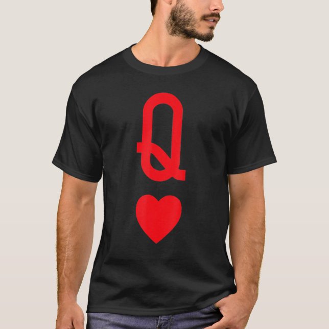 Queen of Hearts Matching Couple Saint Valentine's  T-Shirt (Front)
