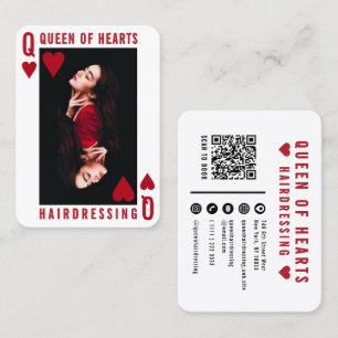 Queen of Hearts Modern Feminine Photo Hairdressing Business Card