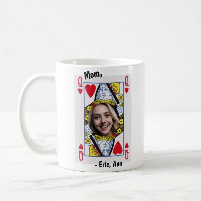 Queen Of Hearts Mom Photo Personalized Coffee Mug (Left)