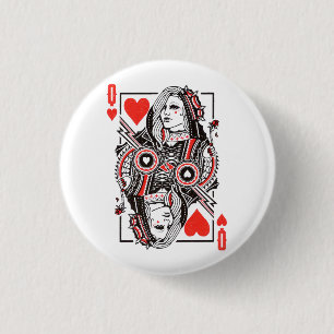 Queen of Hearts Oversized Graphic, Playing Cards 3 Cm Round Badge