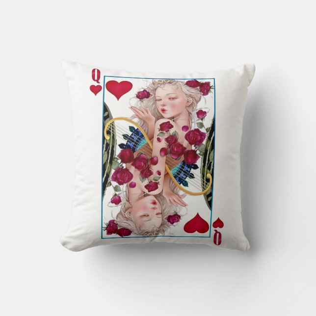 Queen of Hearts Oversized Graphic, Playing Cards Cushion (Front)