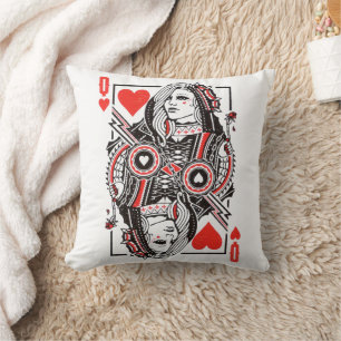 Queen of Hearts Oversized Graphic, Playing Cards Cushion