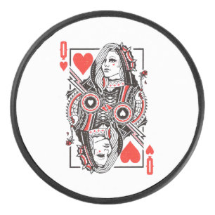 Queen of Hearts Oversized Graphic, Playing Cards Hockey Puck