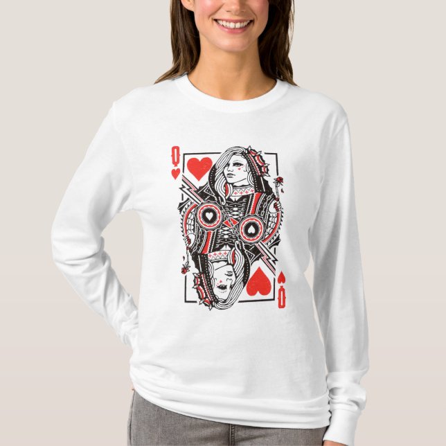 Queen of Hearts Oversized Graphic, Playing Cards T-Shirt (Front)