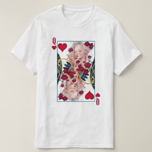 Queen of Hearts Oversized Graphic, Playing Cards T-Shirt (Design Front)