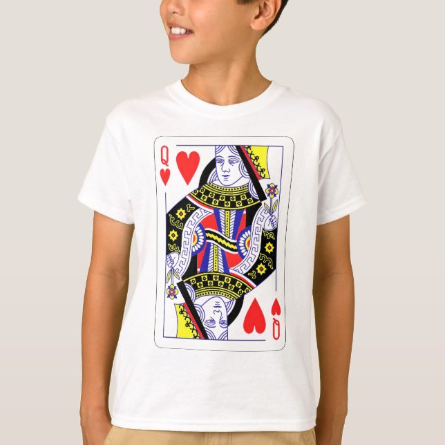 Queen of Hearts Oversized Graphic, Playing Cards T-Shirt (Front)