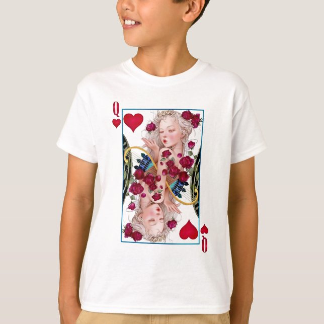 Queen of Hearts Oversized Graphic, Playing Cards T-Shirt (Front)