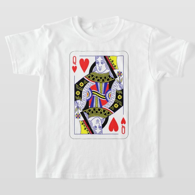 Queen of Hearts Oversized Graphic, Playing Cards T-Shirt (Laydown)