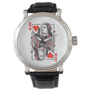 Queen of Hearts Oversized Graphic, Playing Cards Watch