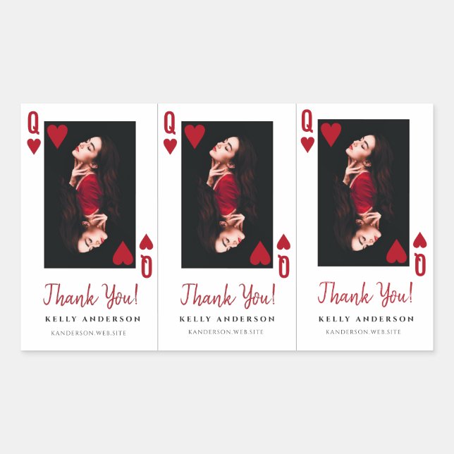 Queen of Hearts Photo Hairdresser Thank You Rectangular Sticker (Front)
