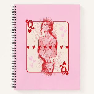 Queen of Hearts Pink Preppy Art Notebook