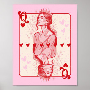 Queen of Hearts Pink Preppy Art Poster