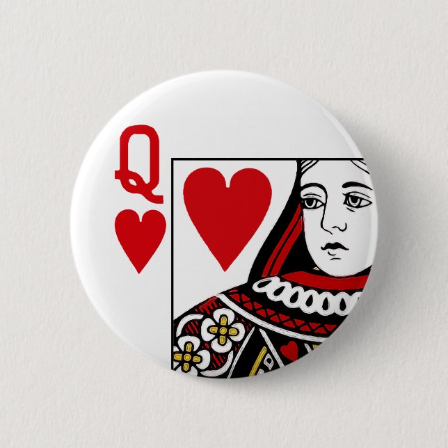 Queen Of Hearts Playing Card 6 Cm Round Badge (Front)