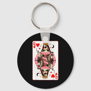 Queen of hearts playing card heart coffee cuteQuee Key Ring