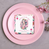 Queen Of Hearts Playing Card Pink Baby Shower
