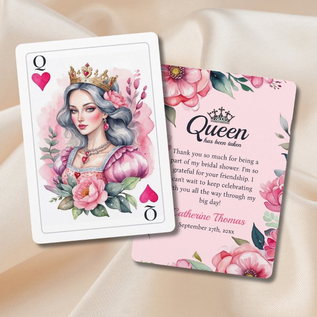 Queen Of Hearts Playing Card Pink Bridal Shower (Creator Uploaded)
