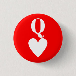 Queen of Hearts - Playing Card Symbol 3 Cm Round Badge
