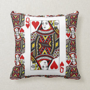 QUEEN OF HEARTS PLAYING CARDS ARTWORK FROM ZAZZLE CUSHION