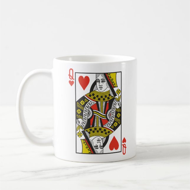 Queen of Hearts Playing Cards Coffee Mug (Left)