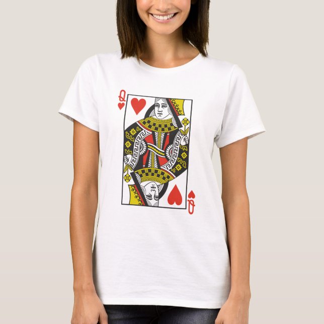 Queen of Hearts Playing Cards T-Shirt (Front)
