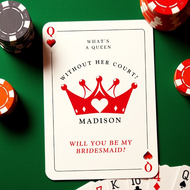 Queen of Hearts Poker Bridesmaid Proposal Card (Queen of Hearts Poker Bridesmaid Proposal Card
)