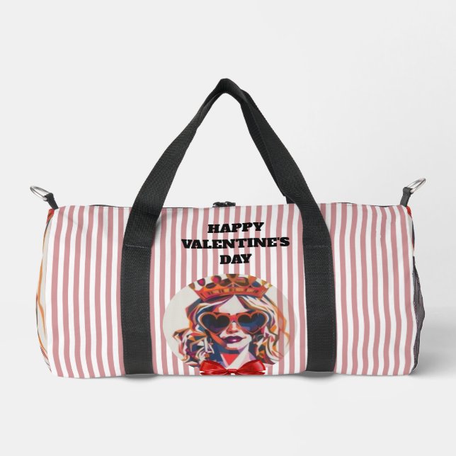 Queen of Hearts Pop Art Duffle Bag (Front)