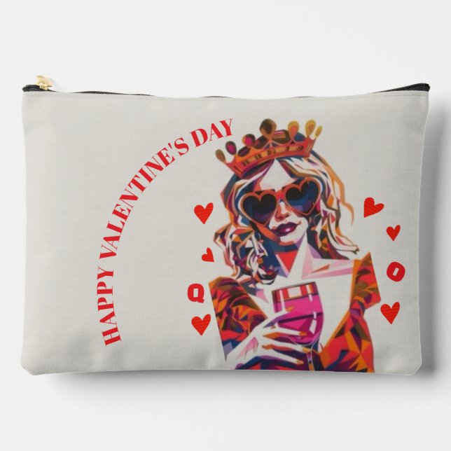 Queen of Hearts Pop Art Spiral  Accessory Pouch (Front)