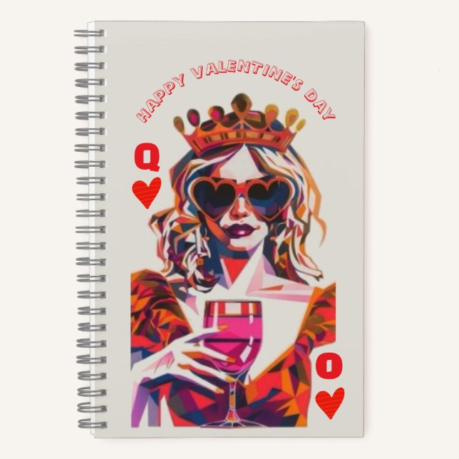 Queen of Hearts Pop Art Spiral Notebook (Front)
