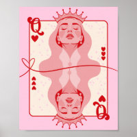 Queen of Hearts Red and Pink Art