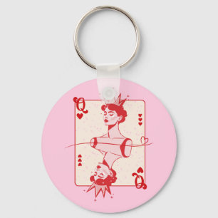 Queen of Hearts Red and Pink Key Ring