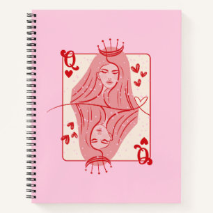 Queen of Hearts Red and Pink Preppy Art Notebook