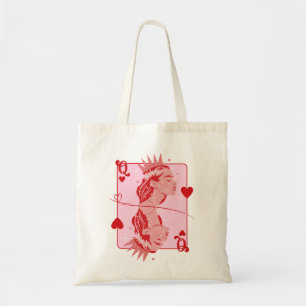 Queen of Hearts Red and Pink Preppy Art Tote Bag