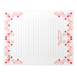 Queen of Hearts - Red Lined Notepad
