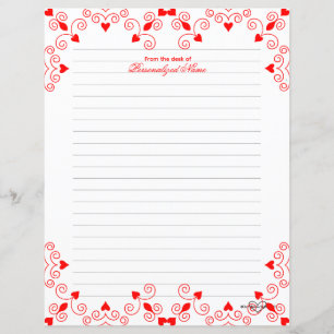 Queen of Hearts - Red Lined Paper Sheet
