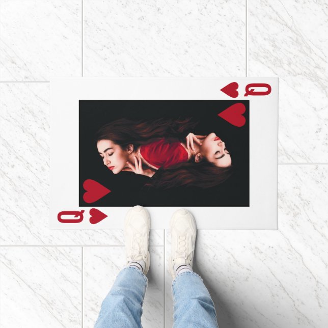 Queen of Hearts Red Photo Business Hairdresser Doormat (Indoor)