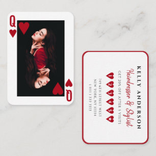 Queen of Hearts Red Photo Business Hairdresser Loyalty Card