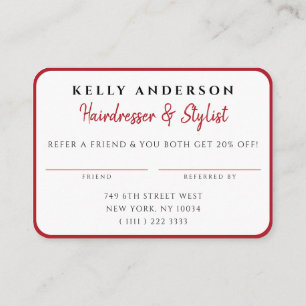 Queen of Hearts Red Photo Business Hairdresser Referral Card