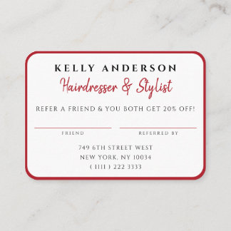 Queen of Hearts Red Photo Business Hairdresser Referral Card