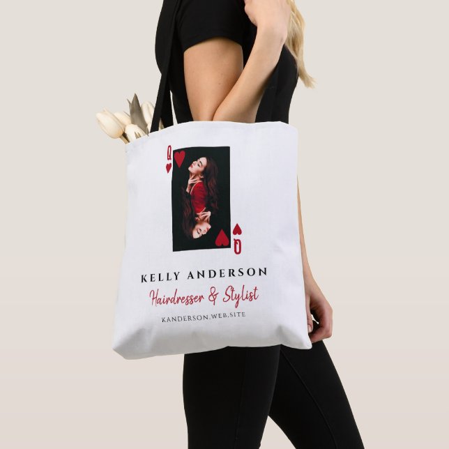 Queen of Hearts Red Photo Business Hairdresser Tote Bag (Close Up)