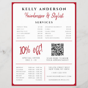 Queen of Hearts Red Photo Services Hairdresser Flyer