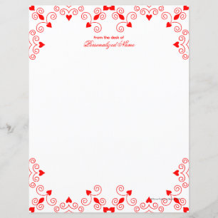 Queen of Hearts - Red Unlined Paper Sheet