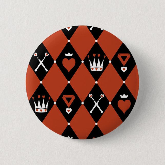 Queen of Hearts Royal Motifs 6 Cm Round Badge (Front)