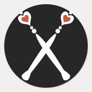 Queen of Hearts Sceptres Classic Round Sticker
