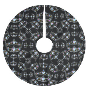 Queen of Hearts Silver Crown Tiaras black Brushed Polyester Tree Skirt